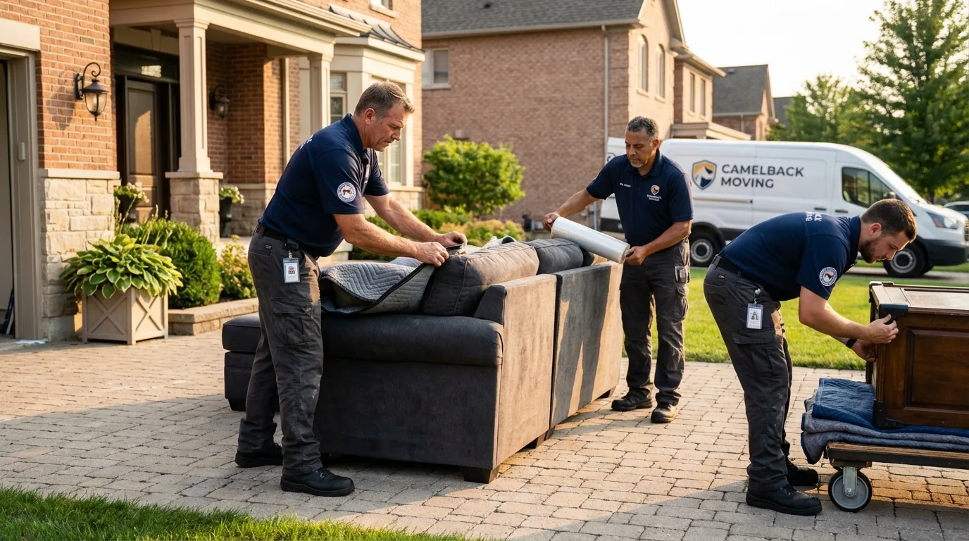 Large estate moving crew wrapping furniture in Clifton, AZ