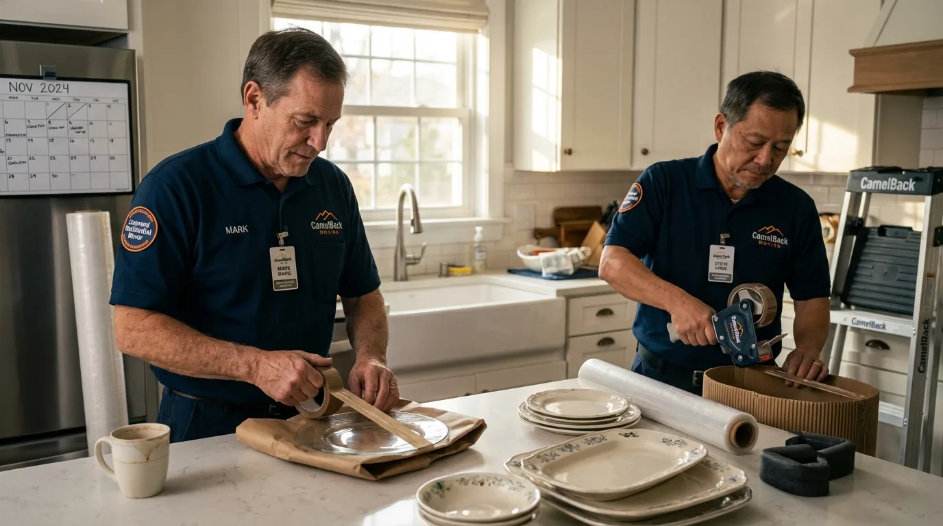 Professional crew packing kitchen dishware in Clifton, AZ